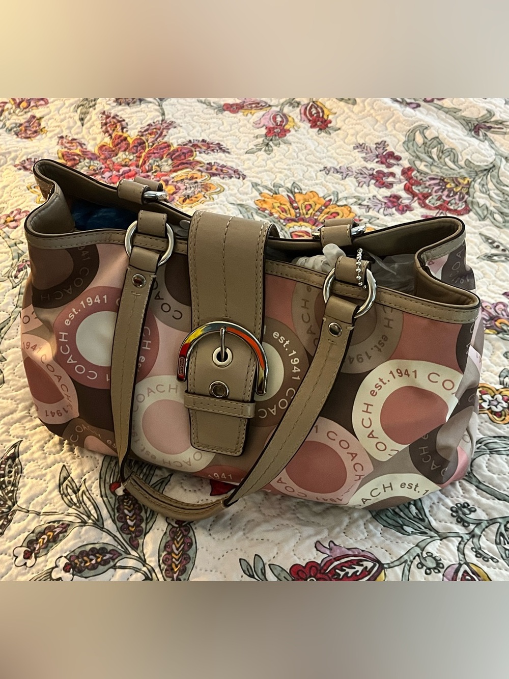 Women’s Coach Ashley SoHo Bag Carry Bag Tote Carryall Satchel Snap-head Satin